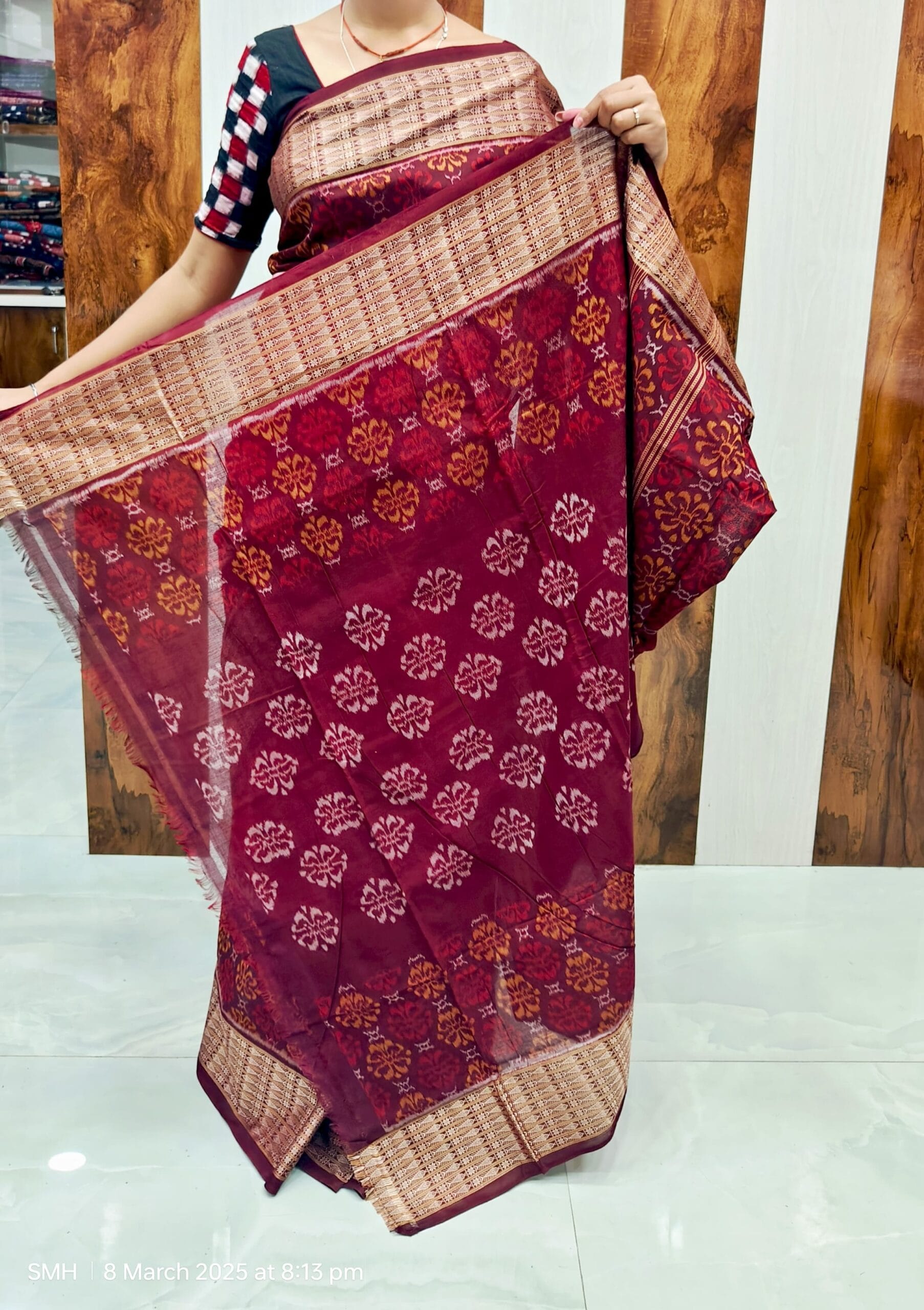 Sambalpur saree with fish border - Image 13