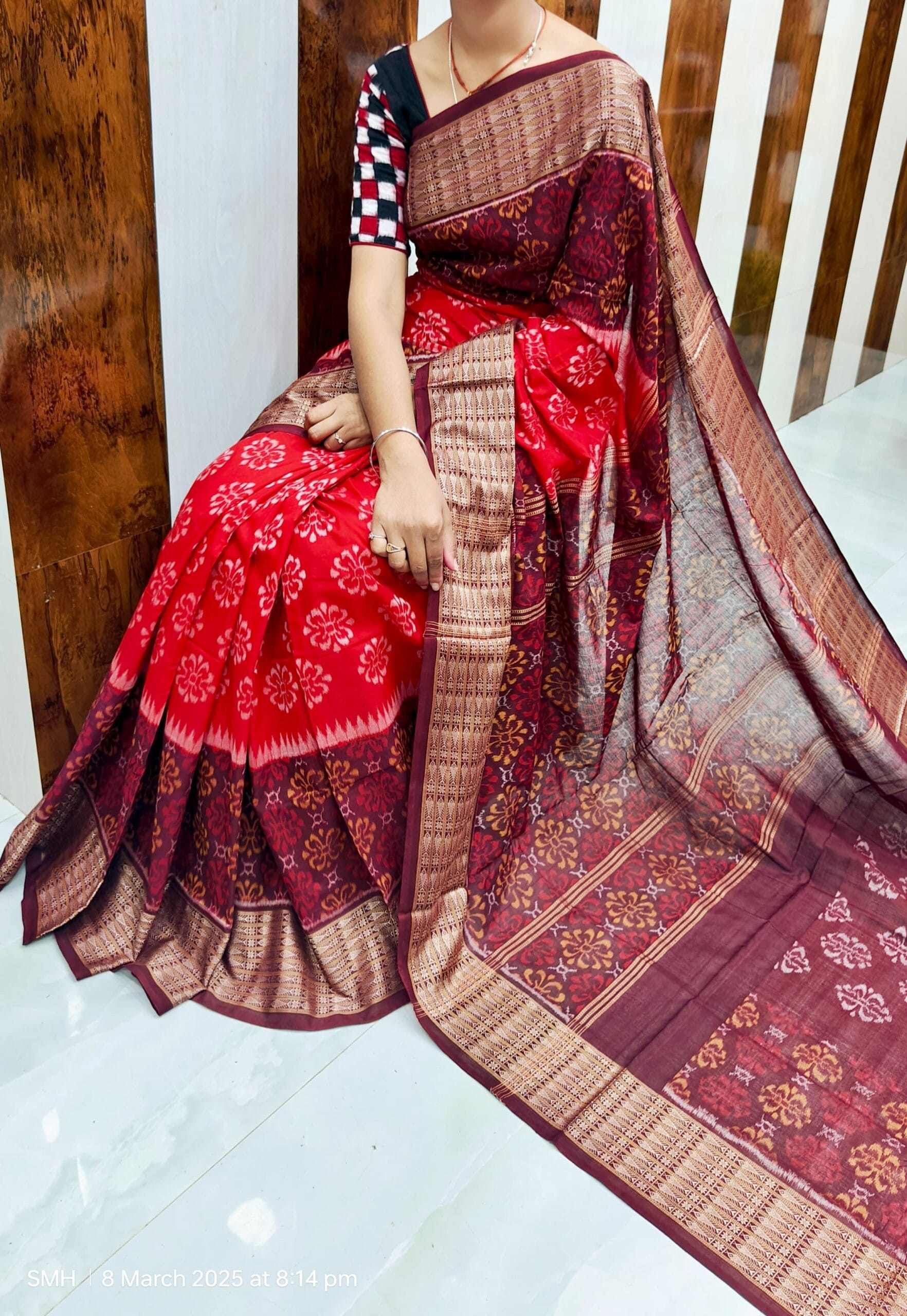 Sambalpur saree with fish border - Image 14