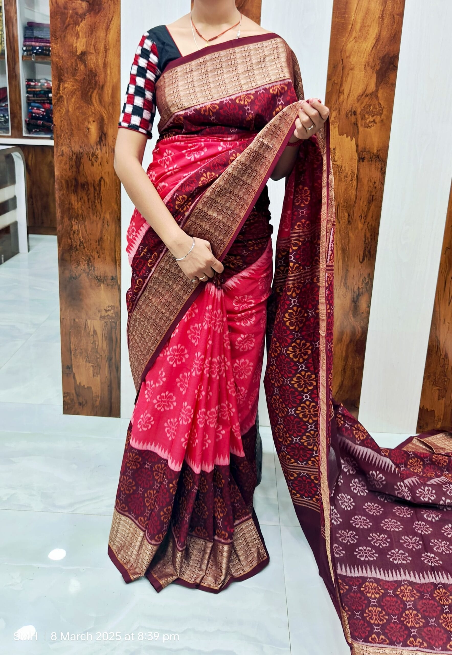 Sambalpur saree with fish border - Image 8