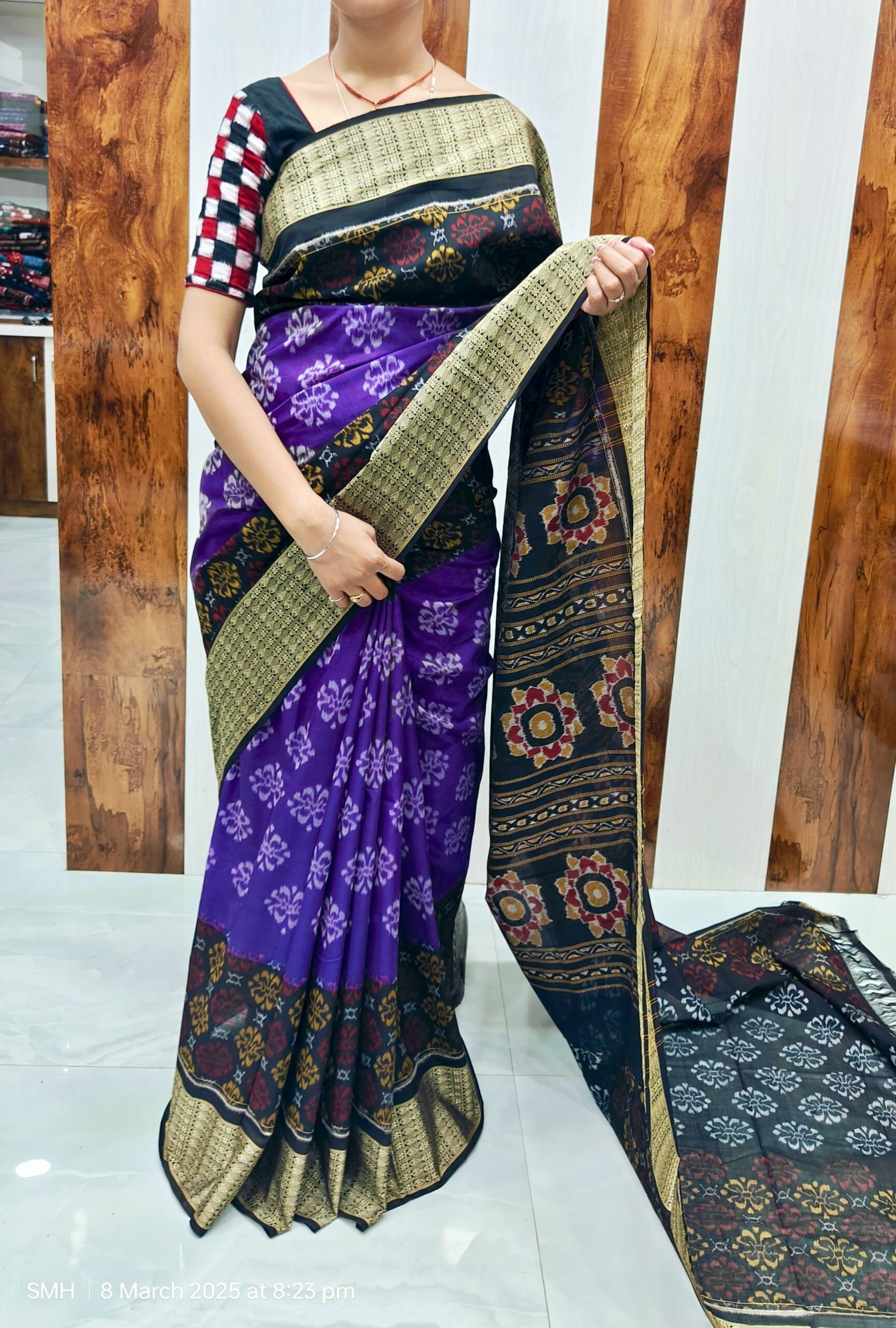 Sambalpur saree with fish border - Image 7