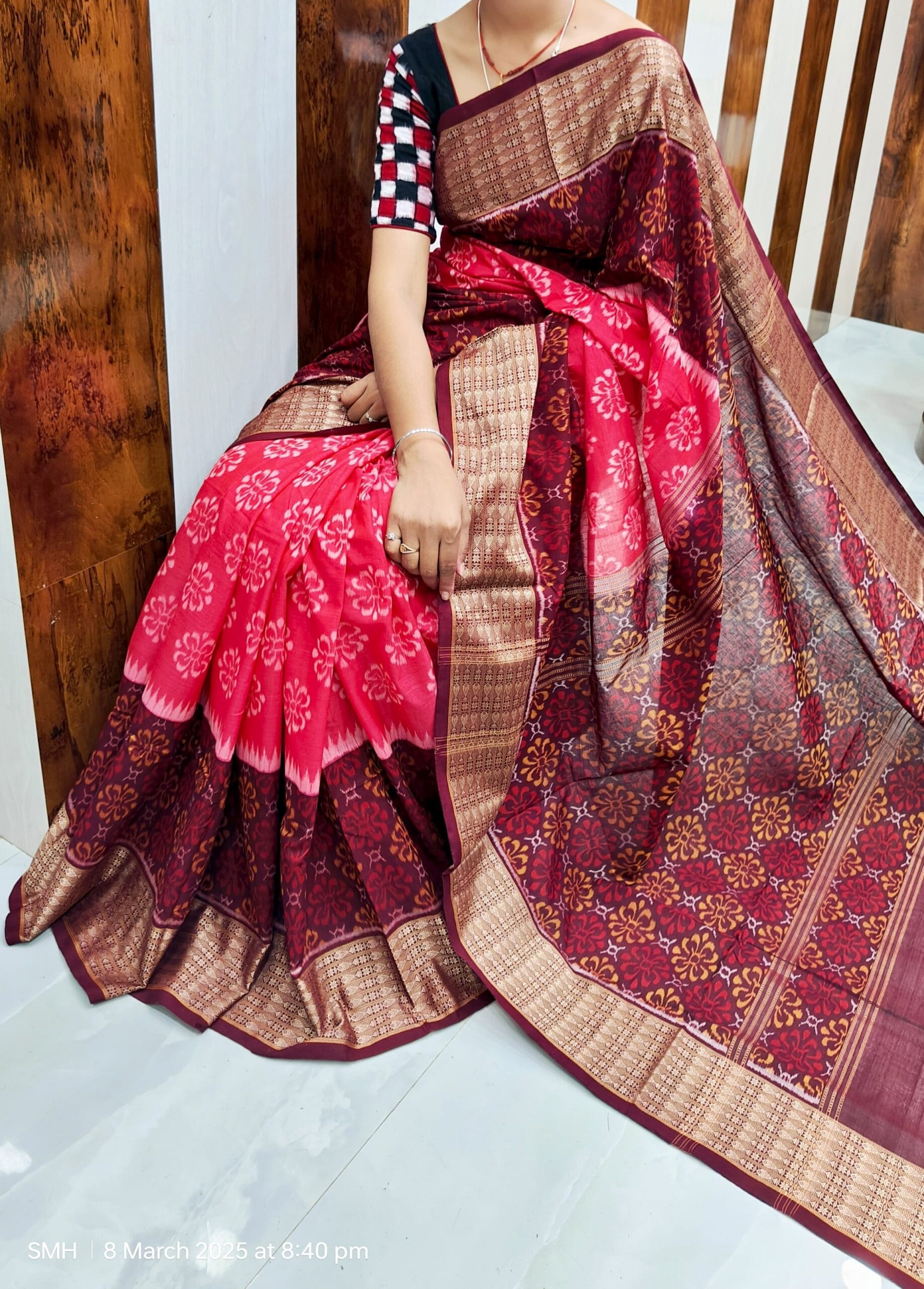 Sambalpur saree with fish border - Image 6