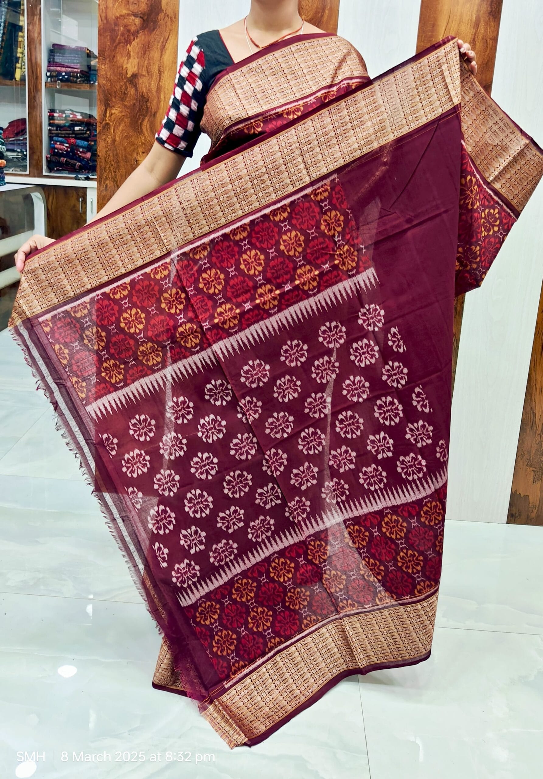 Sambalpur saree with fish border - Image 5