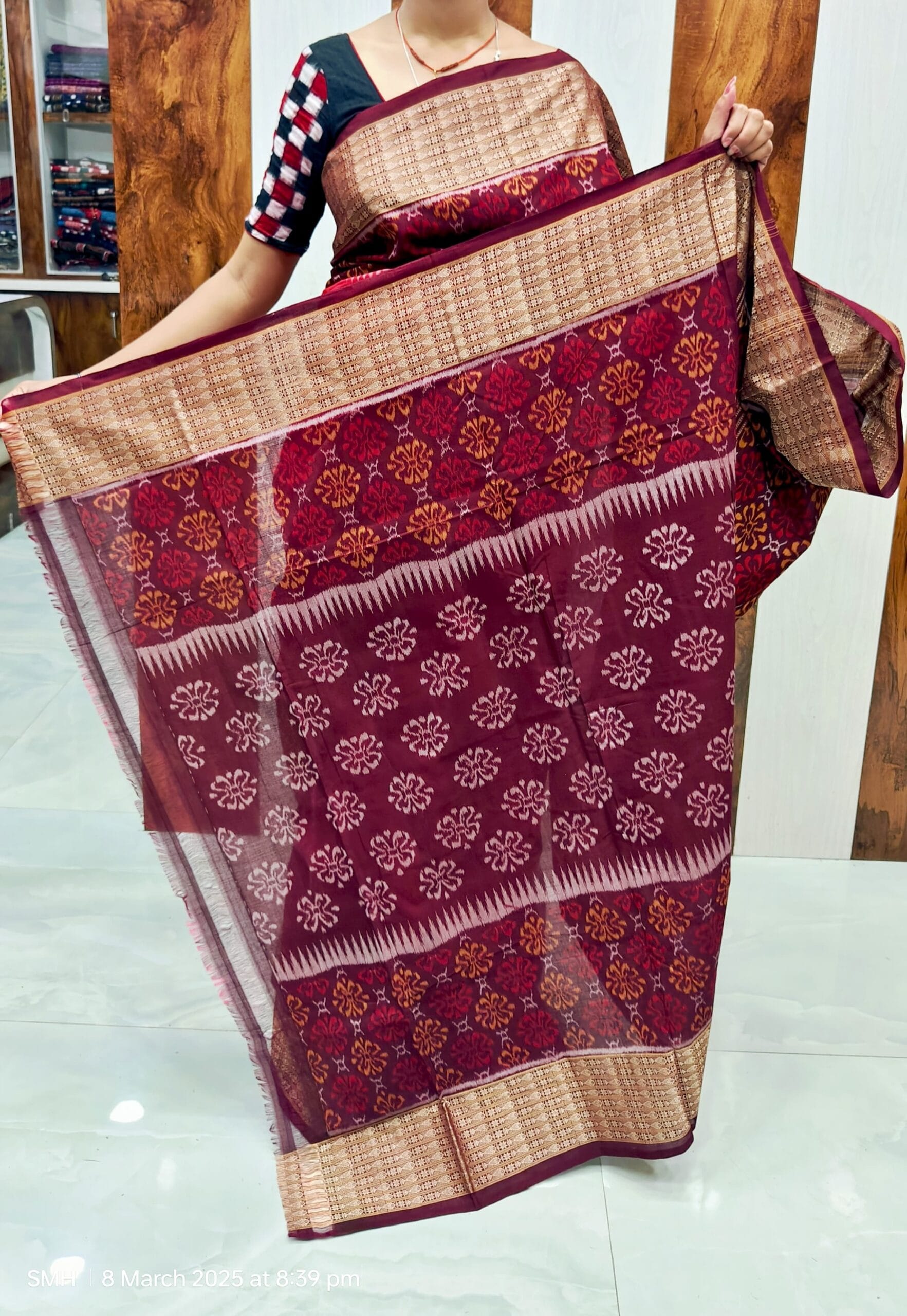 Sambalpur saree with fish border - Image 2